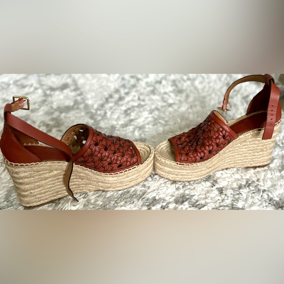 ‼️RARE‼️🎸Tory Burch🎸🔥Ret.$348🔥Basketweave Espadrille Wedge Platform Sandal—7.5 - Picture 5 of 16